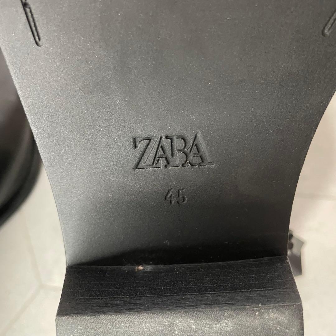 ★極美品★ZARAレザーブーツ　サイドジップ　ポインテッドトゥ　27.5