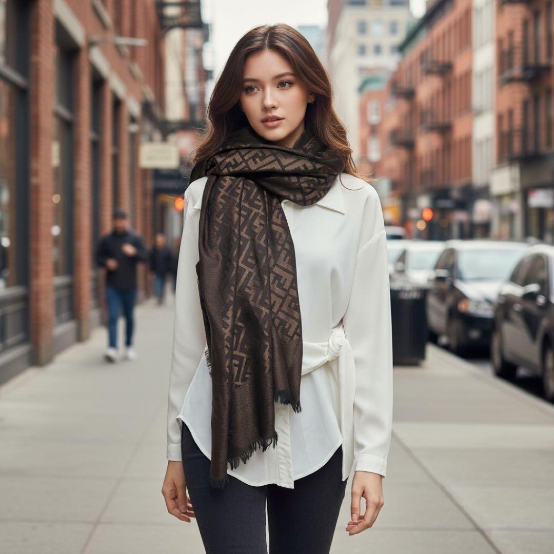 【極上品】FENDI 大判ショール ズッカ柄 150×150 正規品 箱 タグ