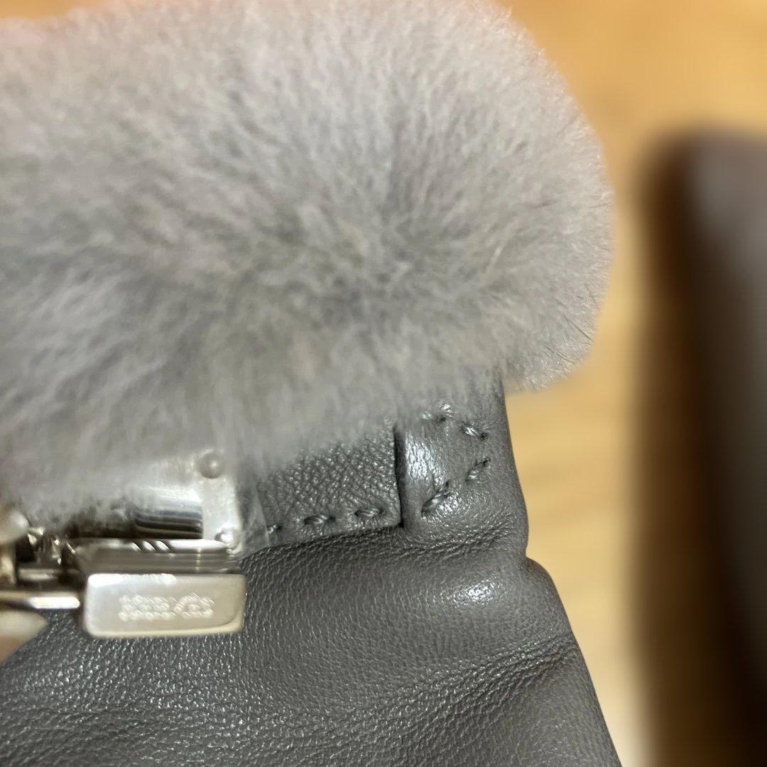 HERMES エルメス　ミンクファー付きグローブ　ケリー グレー　7