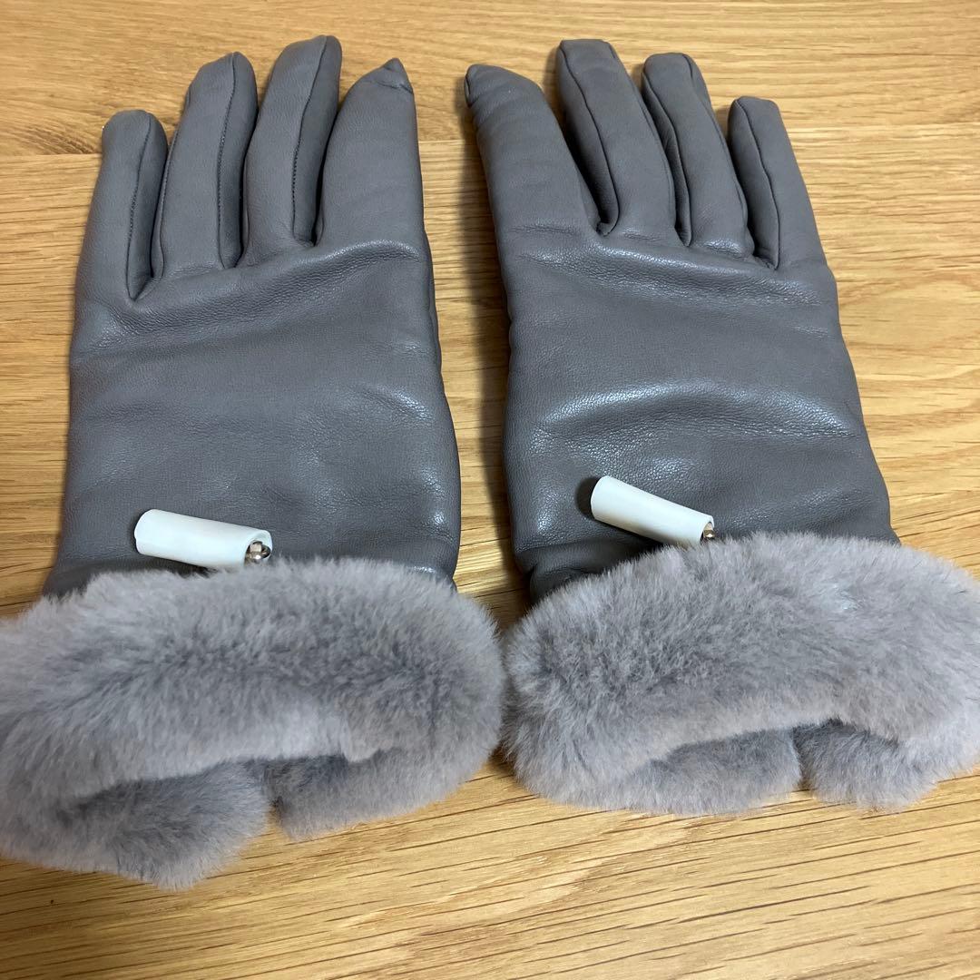 HERMES エルメス　ミンクファー付きグローブ　ケリー グレー　7
