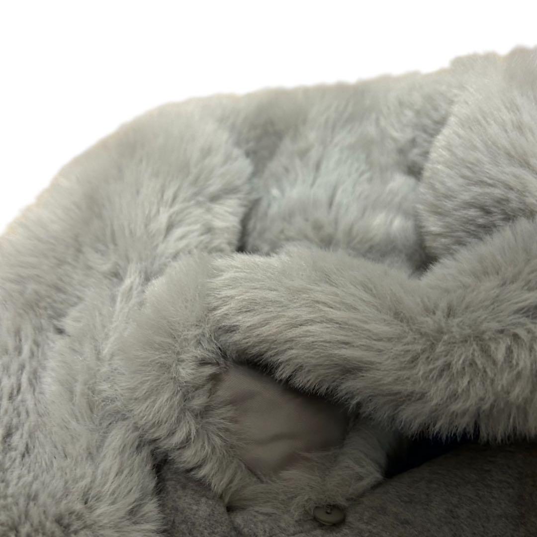 BLUE LABEL CRESTBRIDGE ボア ウールロングコート グレー