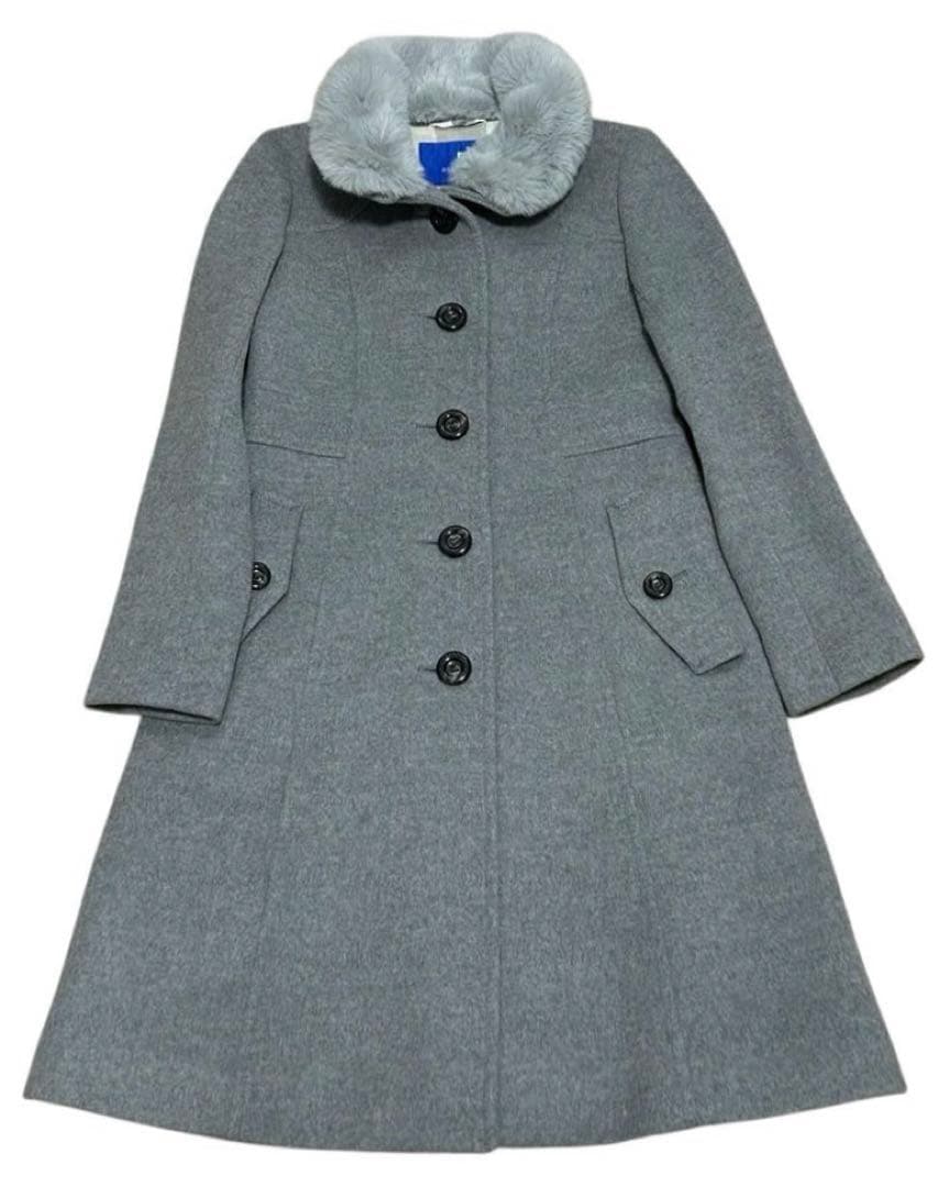 BLUE LABEL CRESTBRIDGE ボア ウールロングコート グレー