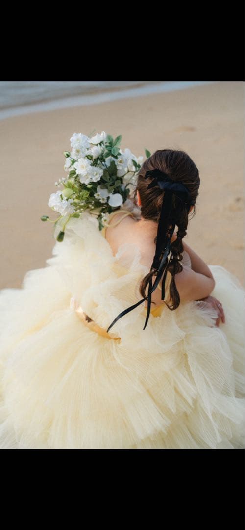 イエロー ティアードチュールドレス