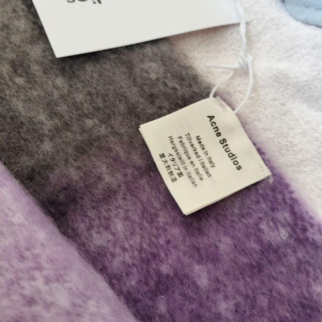 紫　ACNE STUDIOS　チェック柄　マフラー　スカーフ