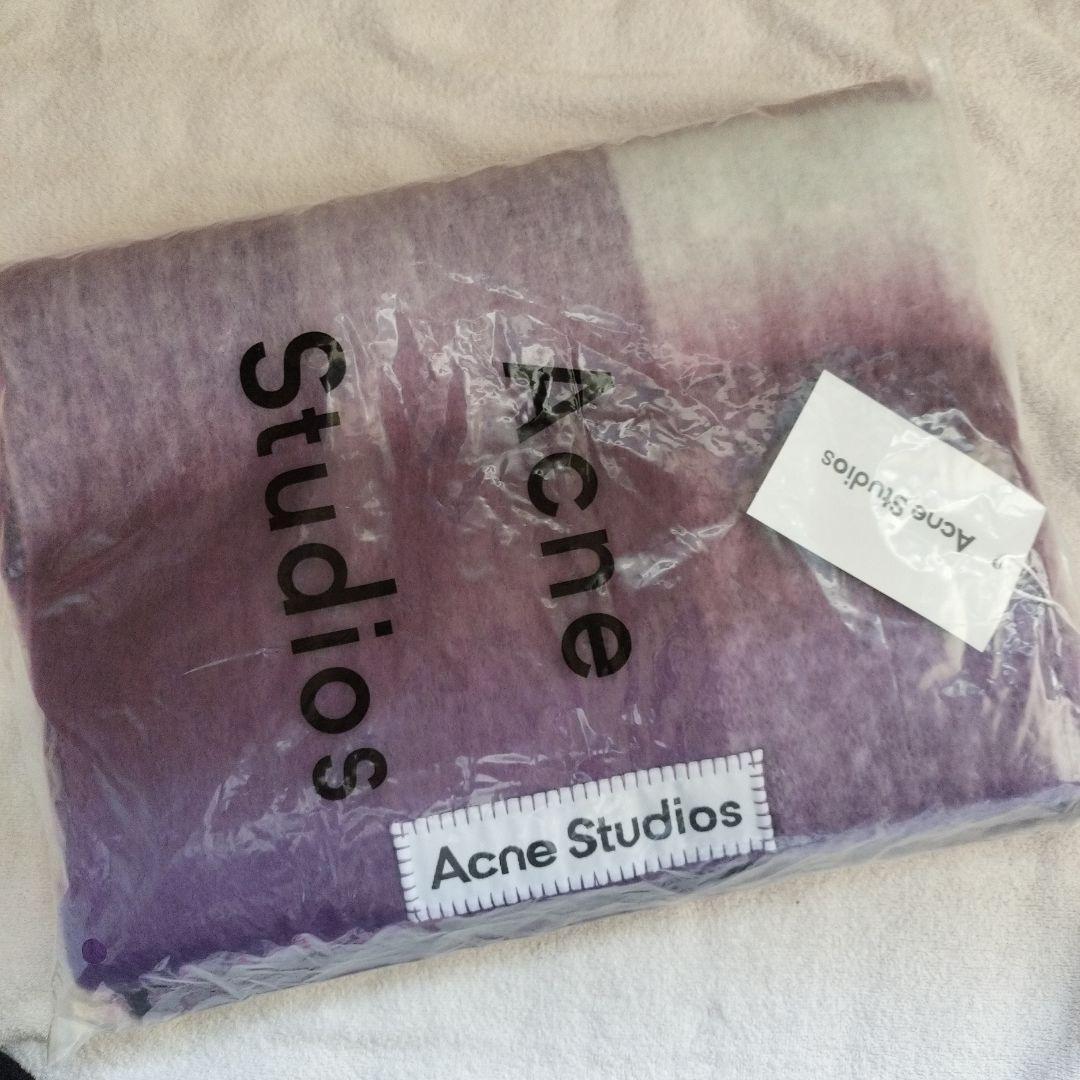 紫　ACNE STUDIOS　チェック柄　マフラー　スカーフ