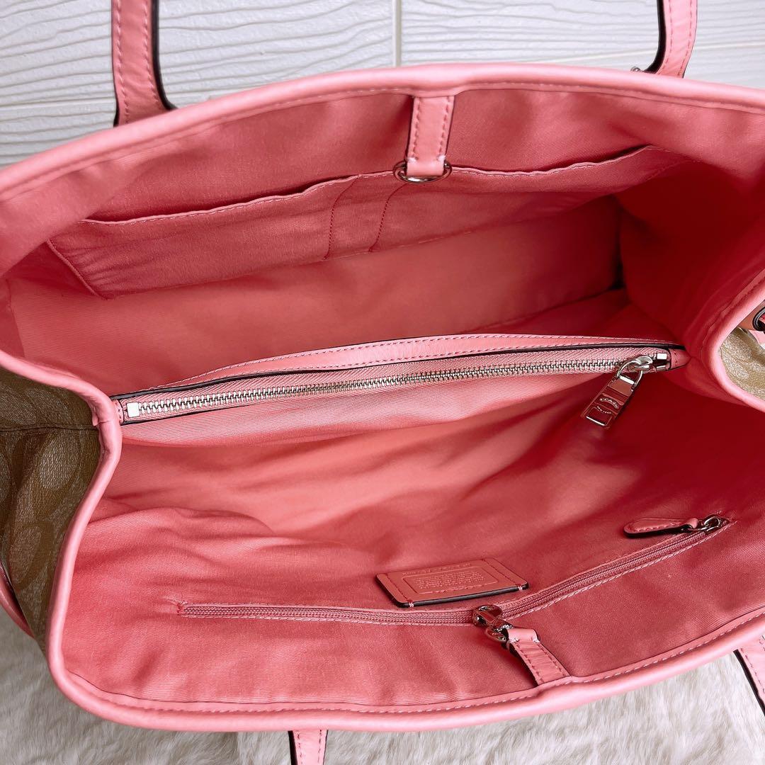 極美品☆COACHコーチ トートバッグ シグネチャー ベージュ 大容量