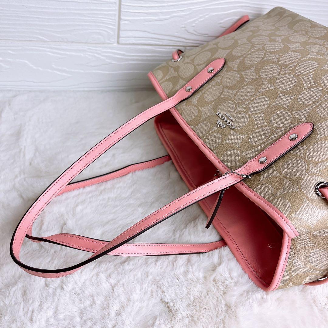 極美品☆COACHコーチ トートバッグ シグネチャー ベージュ 大容量