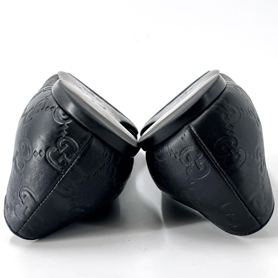 グッチ　フラットパンプス　シマ　シェリーライン　バレエシューズ　黒　38 1/2