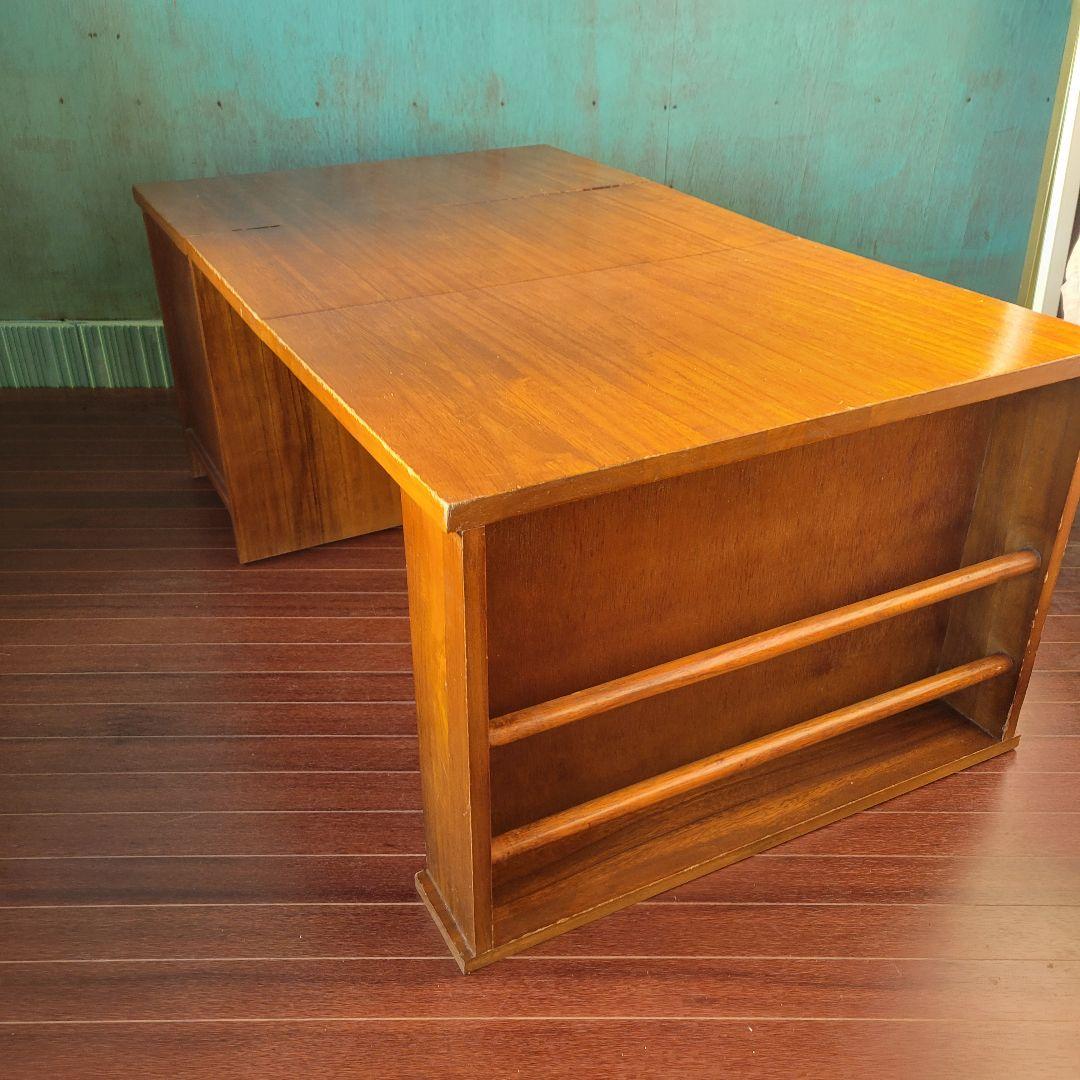 昭和レトロ 木製 伸縮 文机 ローテーブル 引き出し付き