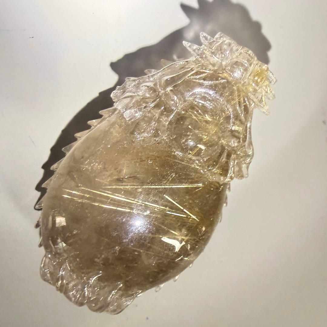 天然石 ルチルクォーツ龍亀。oＯo。金運　パワーストーン