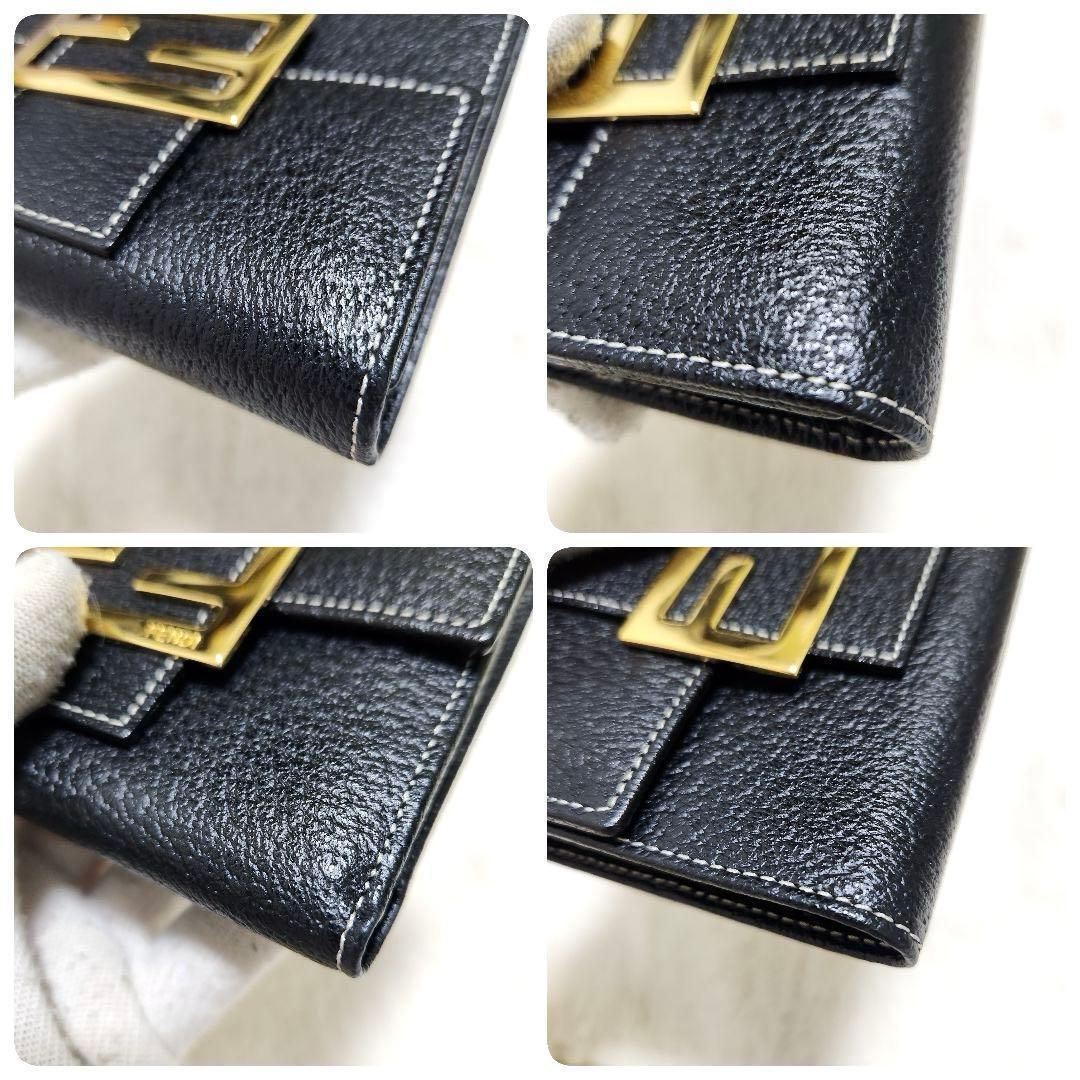 ✨新品未使用　箱付き✨フェンディ　三つ折り　ズッカ　　レザー　ブラック　金具