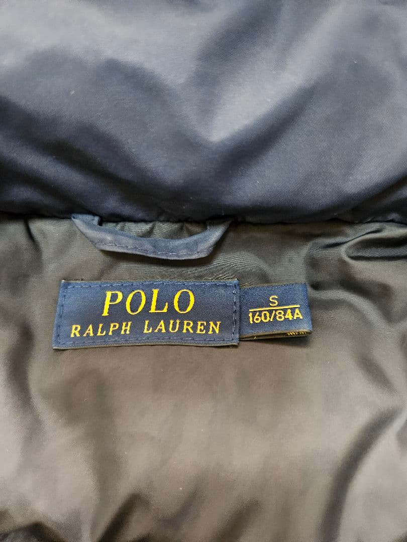 ポロラルフローレン ダウンベスト ポニー刺繍 紺ネイビー フード付