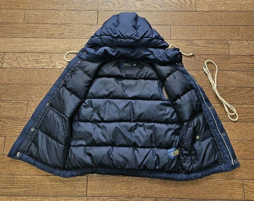 ポロラルフローレン ダウンベスト ポニー刺繍 紺ネイビー フード付