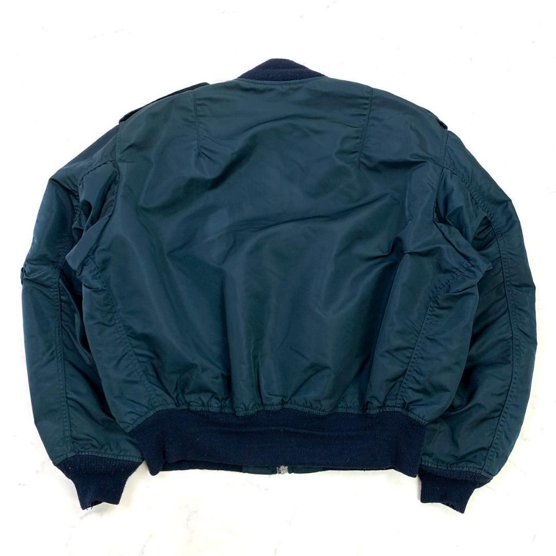 90s USA製 アルファ L-2B フライトジャケット 紺 XL　D479