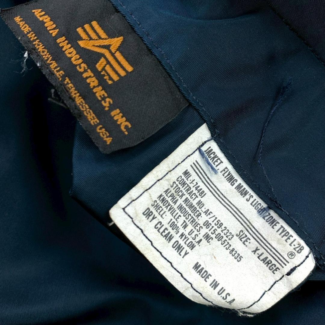 90s USA製 アルファ L-2B フライトジャケット 紺 XL　D479
