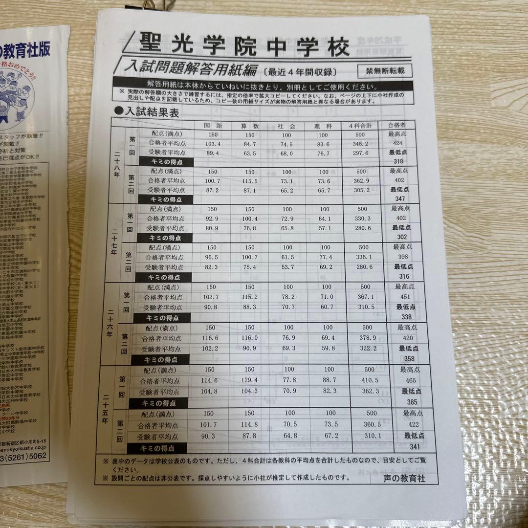 sheep　聖光学院中学校 過去問 2005〜2024 声の教育社