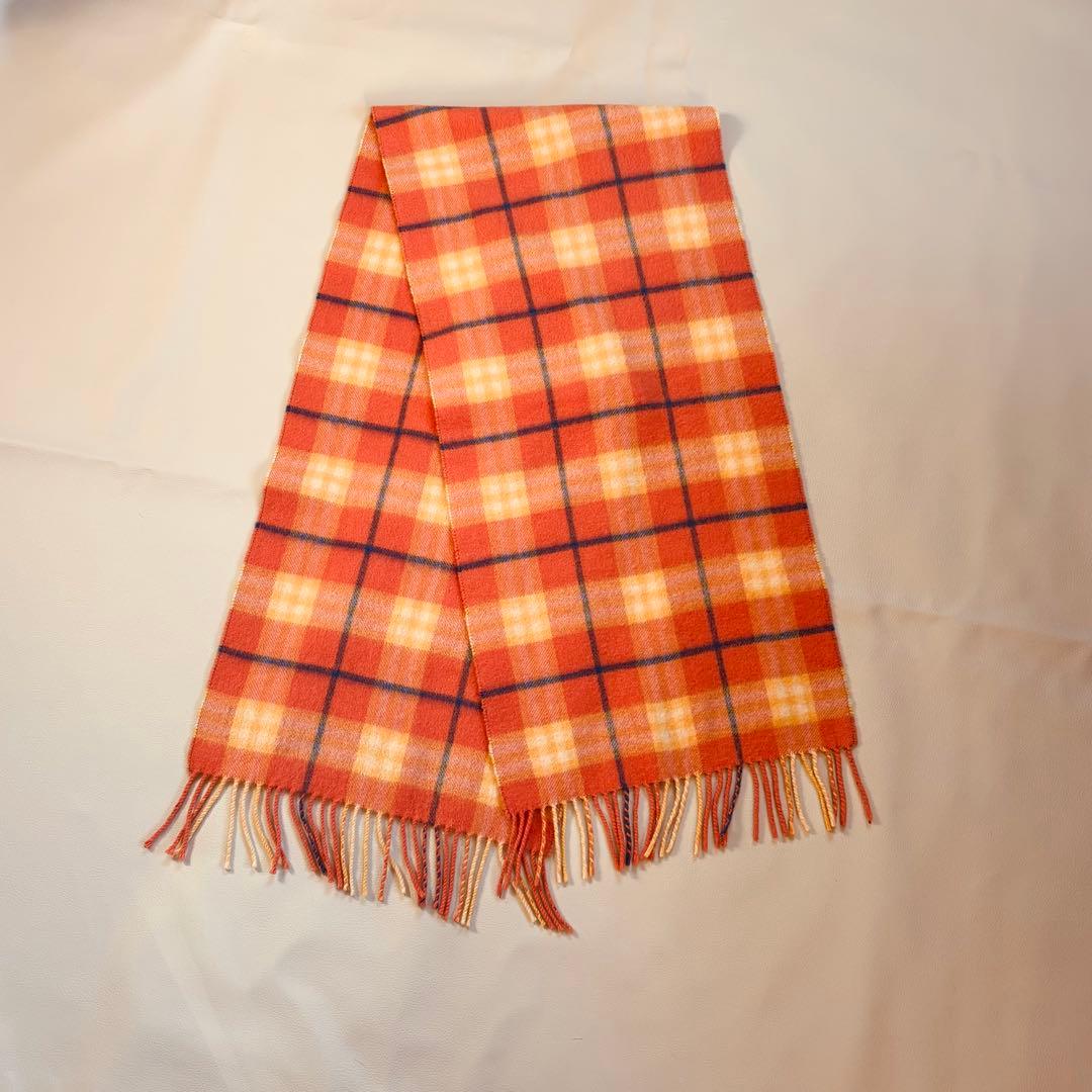 【美品】バーバリーロンドン カシミヤ100% マフラー ネイビー ノバチェック