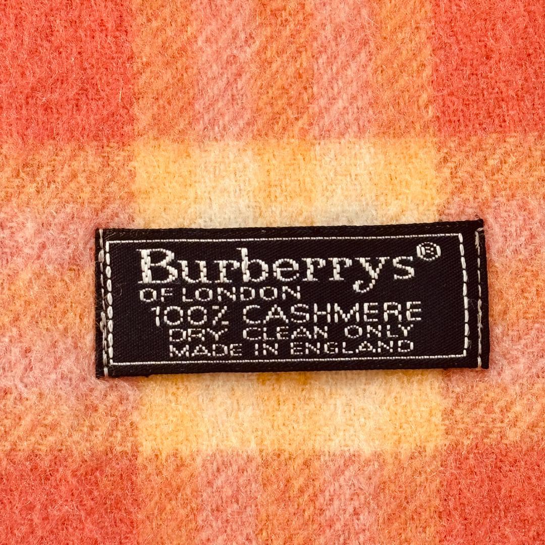 【美品】バーバリーロンドン カシミヤ100% マフラー ネイビー ノバチェック