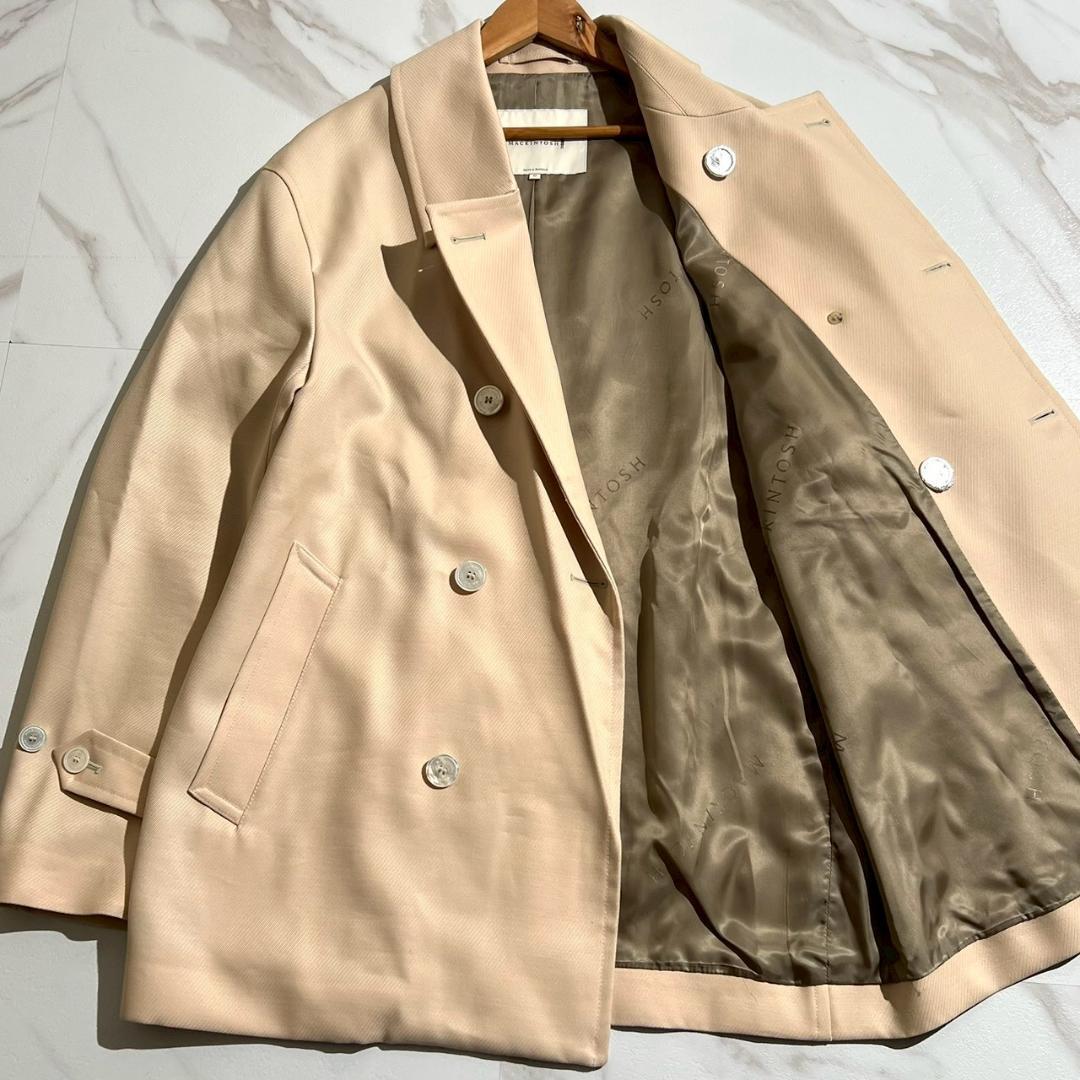 美品　マッキントッシュ　ダブルブレスト　ショート　ウールピーコート　ベージュXL