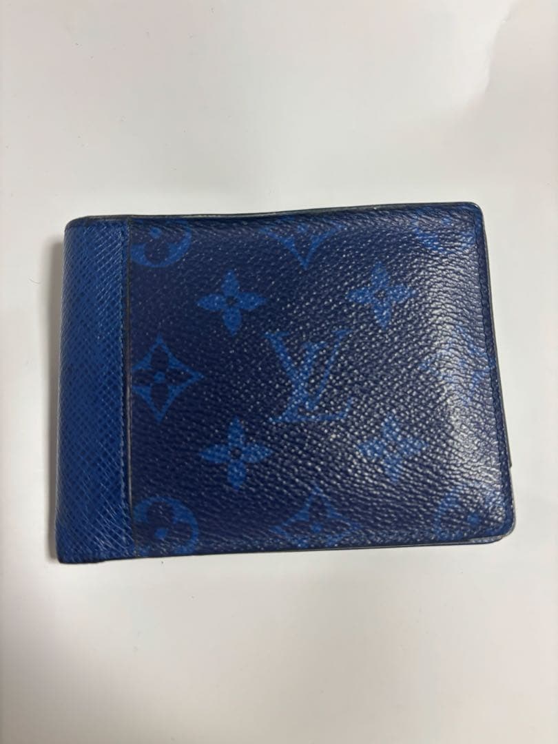 Louis Vuitton 青 モノグラム 二つ折り財布