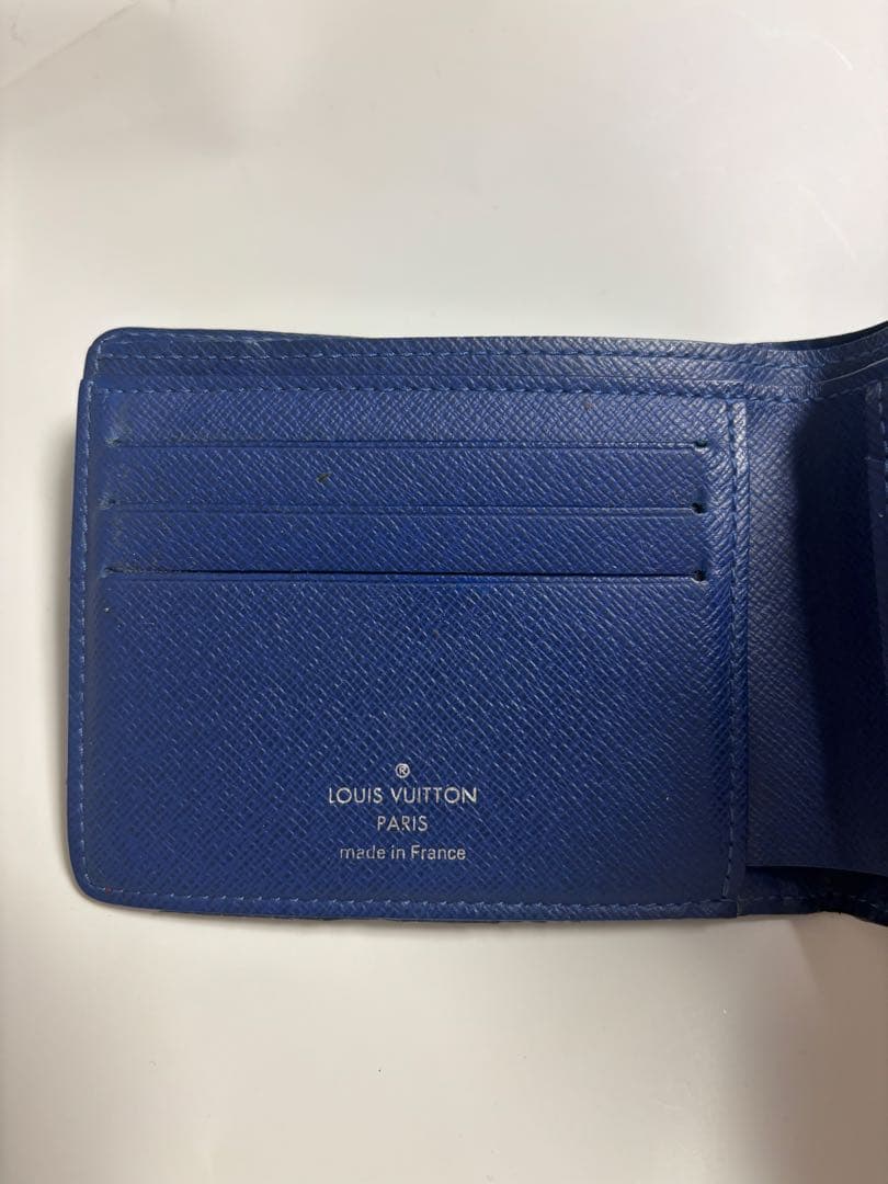 Louis Vuitton 青 モノグラム 二つ折り財布