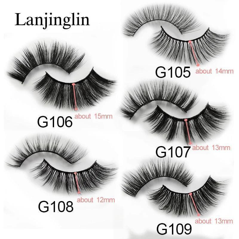 Lanjinglin-3Dミンクつけまつげ4ペア☆G108☆約12mm