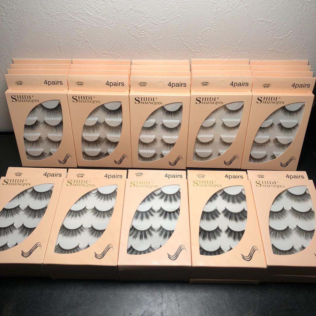 Lanjinglin-3Dミンクつけまつげ4ペア☆G108☆約12mm