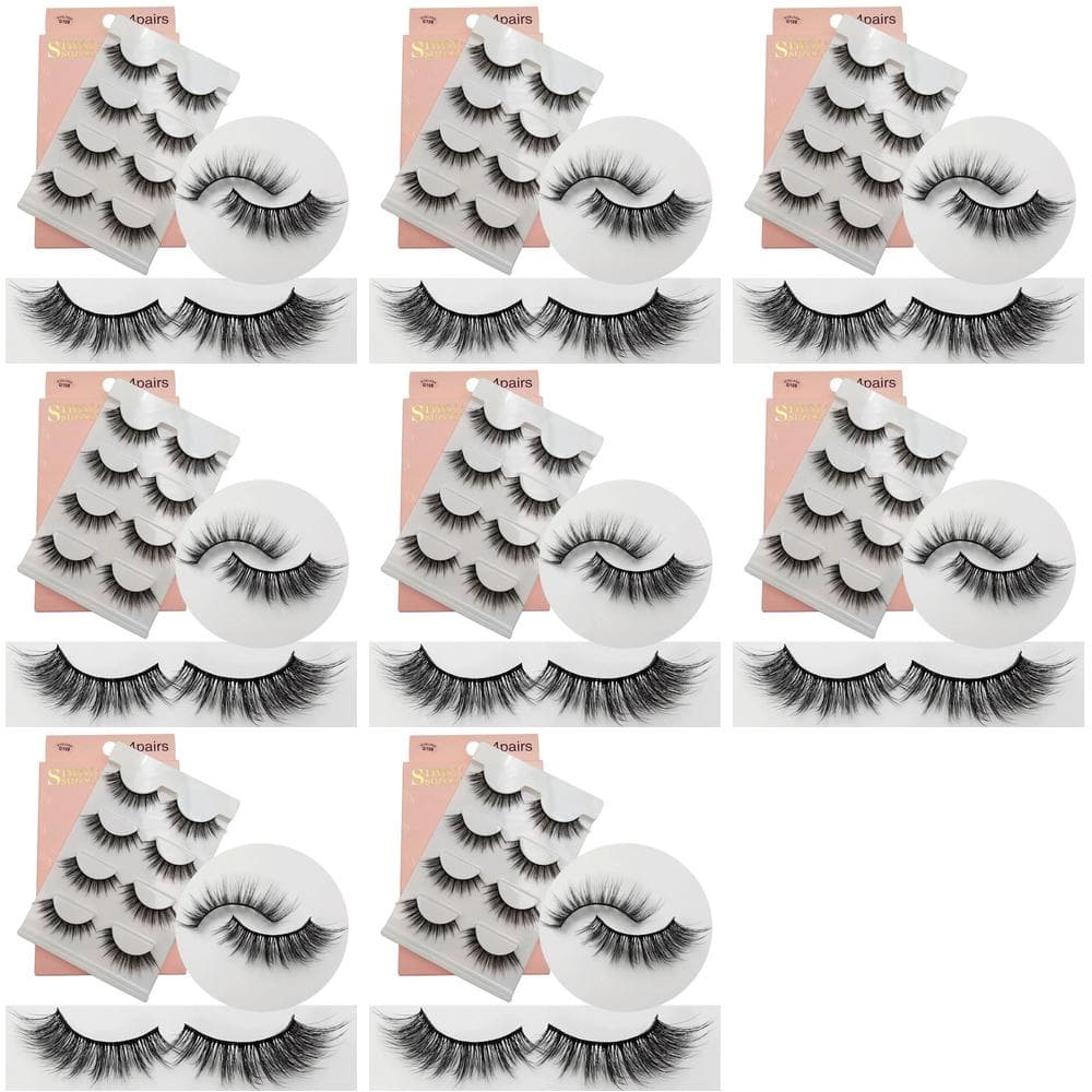 Lanjinglin-3Dミンクつけまつげ4ペア☆G108☆約12mm