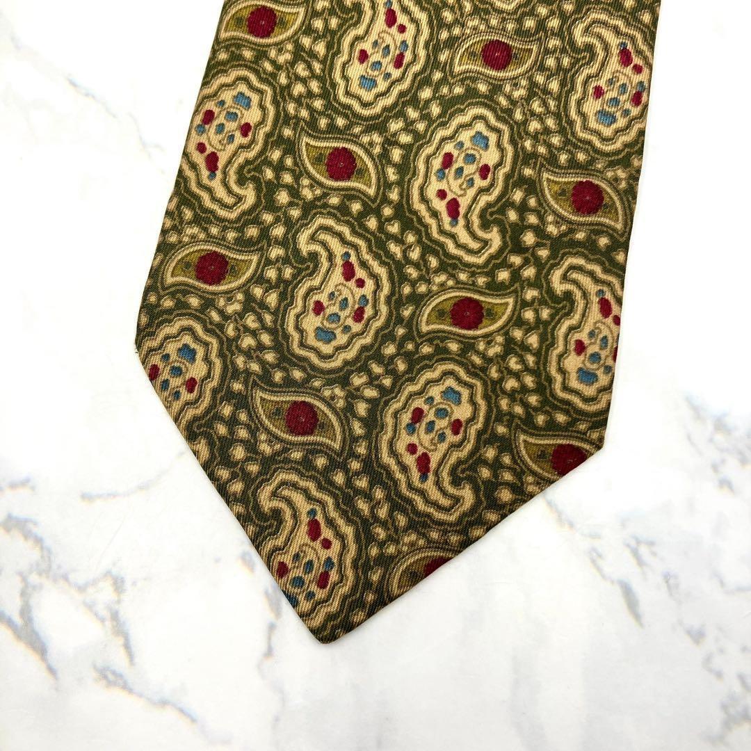 ◆美品◆Christian Dior ネクタイ 緑色 ペイズリー柄 カジュアル