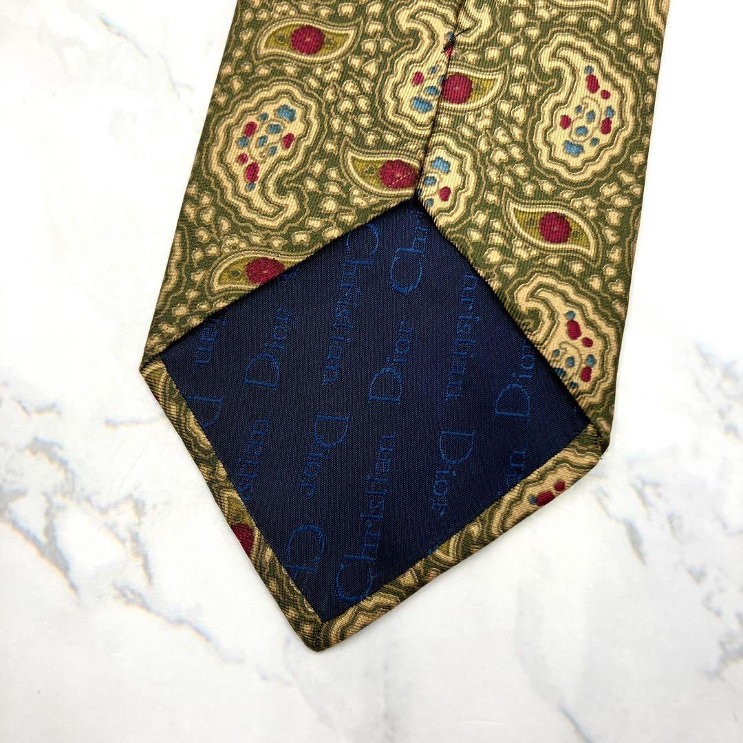 ◆美品◆Christian Dior ネクタイ 緑色 ペイズリー柄 カジュアル