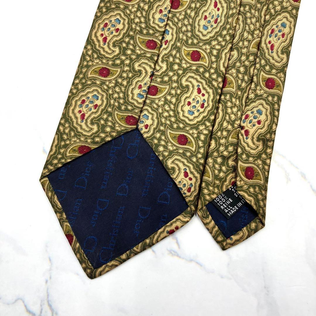 ◆美品◆Christian Dior ネクタイ 緑色 ペイズリー柄 カジュアル