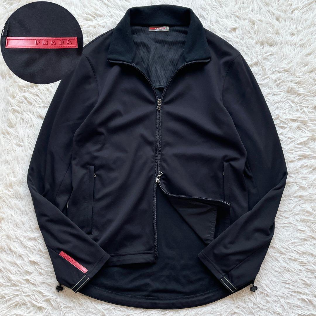 美品 00s Lサイズ PRADA トラックジャケット ストレッチ ラバーロゴ