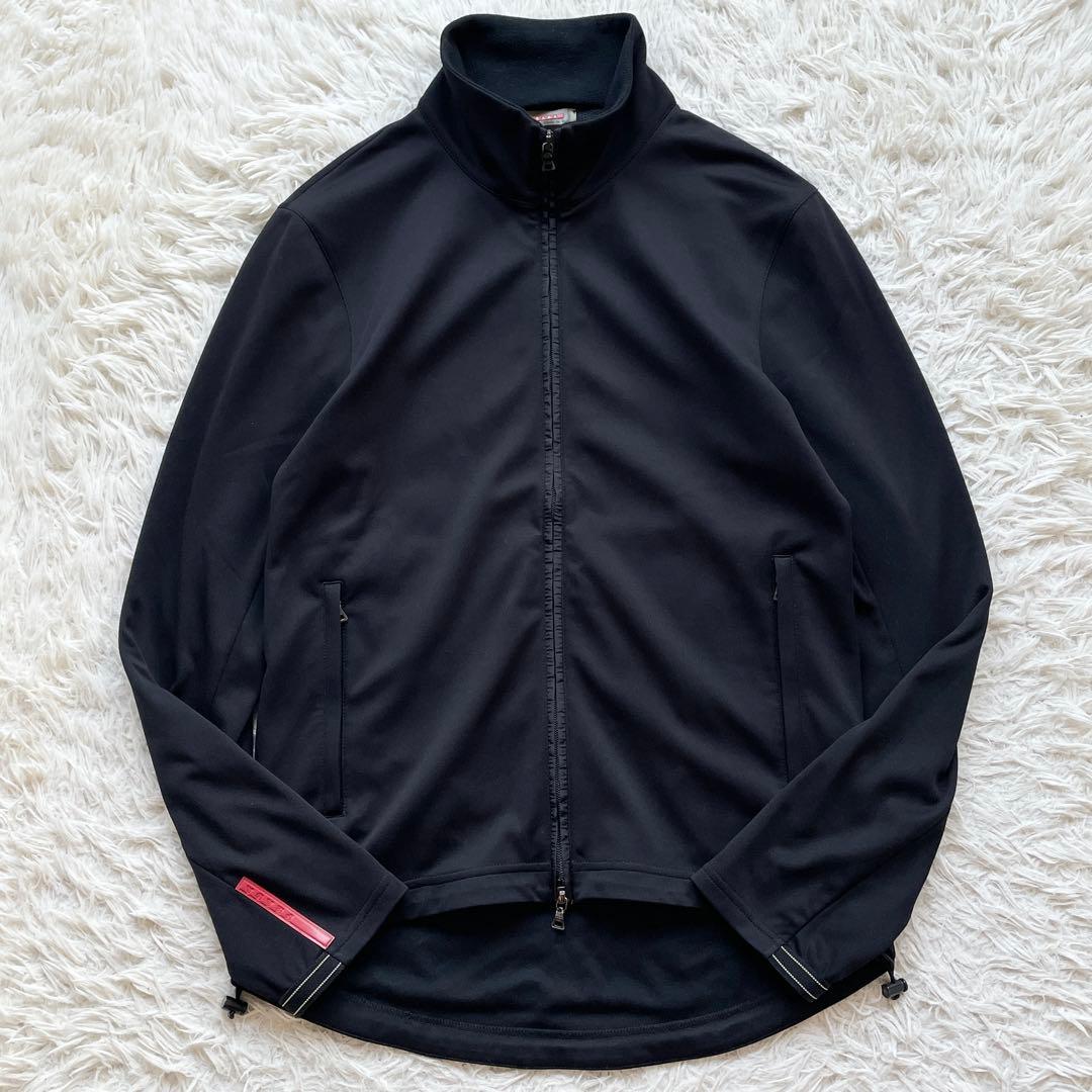 美品 00s Lサイズ PRADA トラックジャケット ストレッチ ラバーロゴ