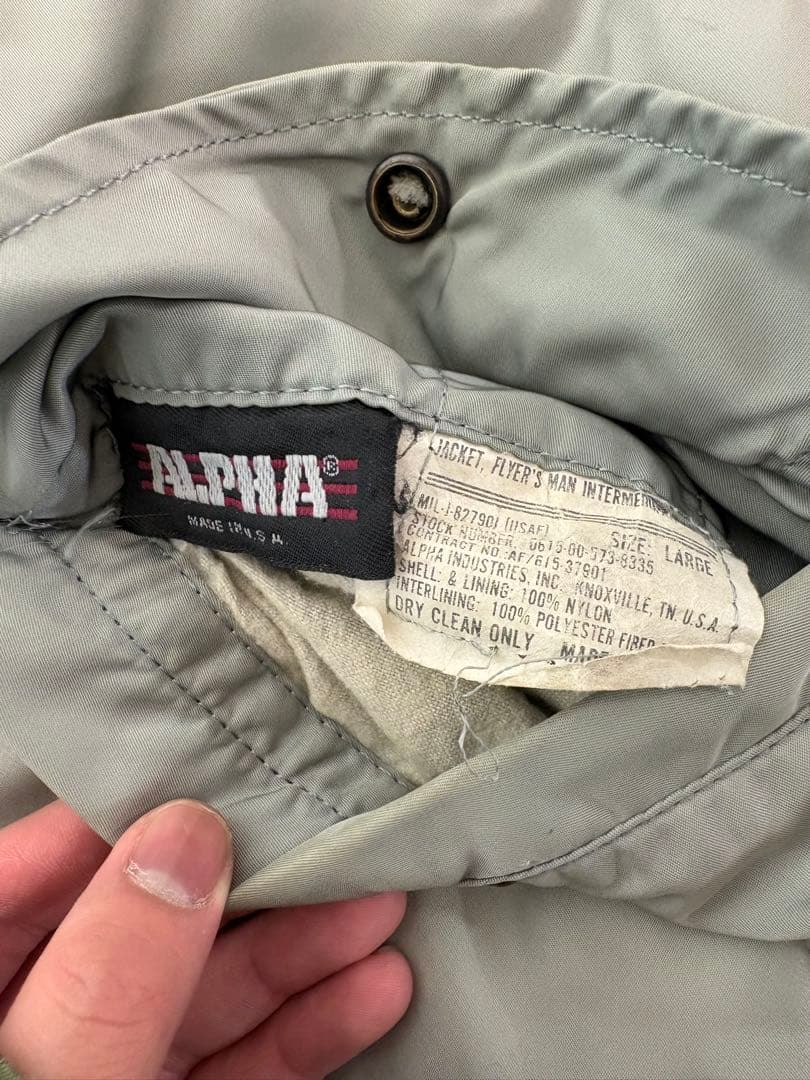 80sアルファ MA-1フライト ジャケット USA製シルバー