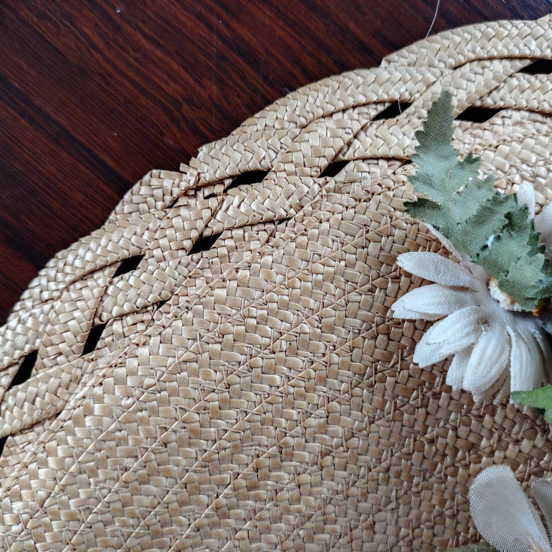 花飾り付き麦わら帽子 ビンテージ