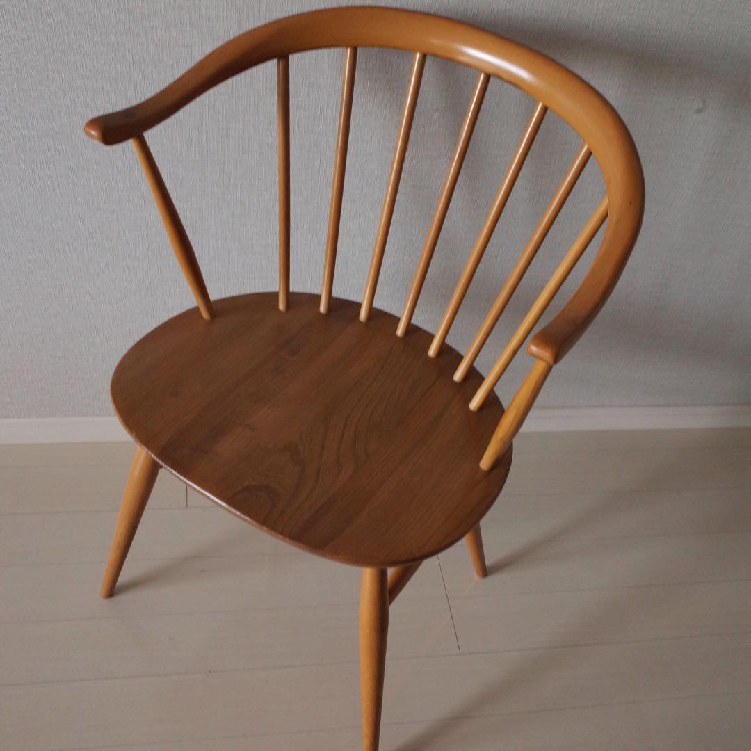 アーコールERCOLスモーカーズチェア/カウホーンチェア/英国アンティークチェア