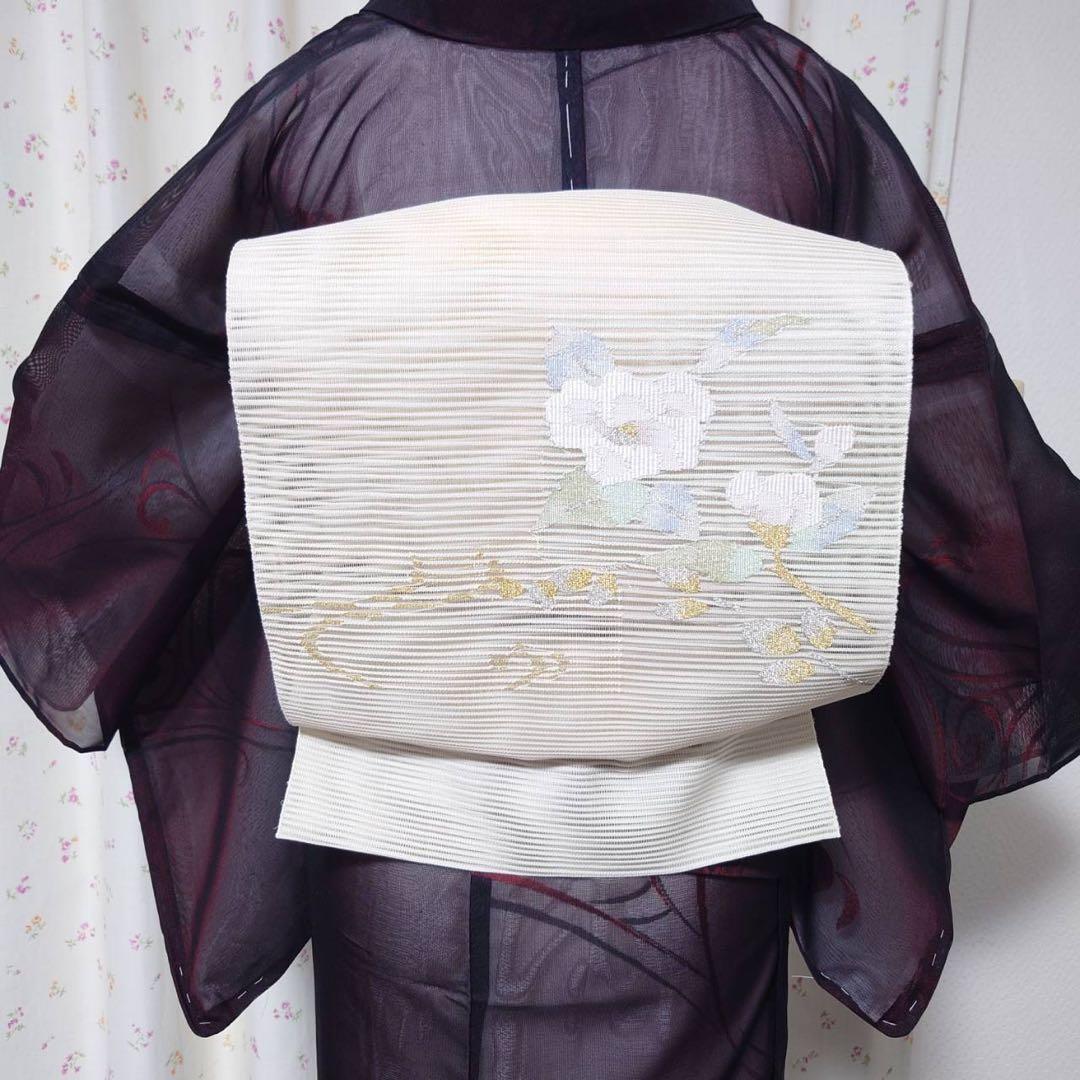 正絹　麻混合　羅　名古屋帯　夏帯　フ5-9の夏帯の6