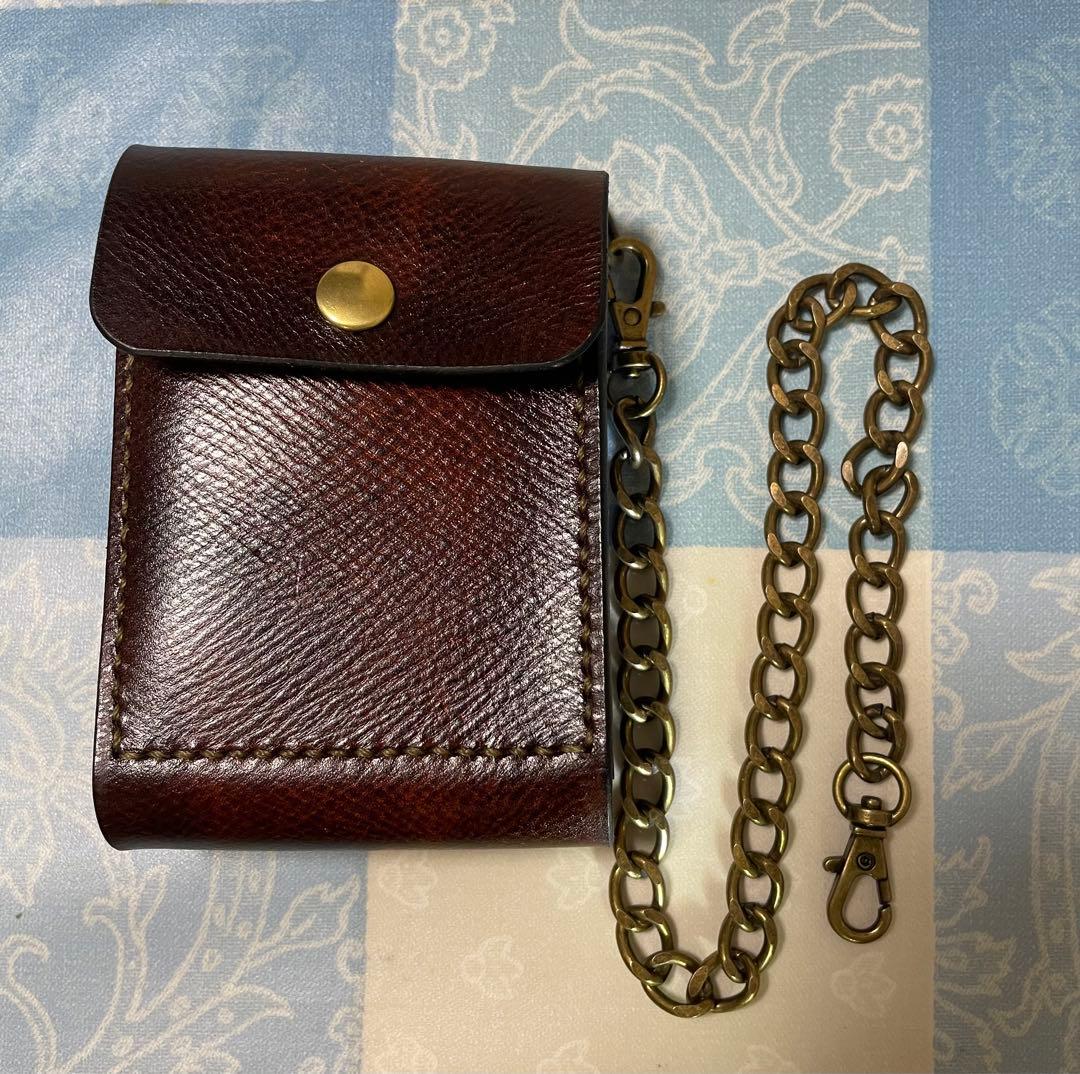 バイカーズウォレット　ウォレットチェーン付　本革　ハンドメイド