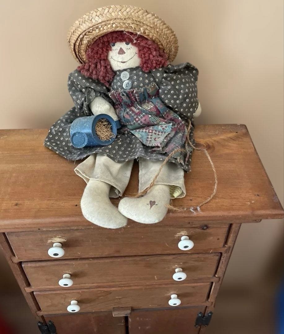 木製飾り棚　扉付き　カントリー　コーハウス　アンファン