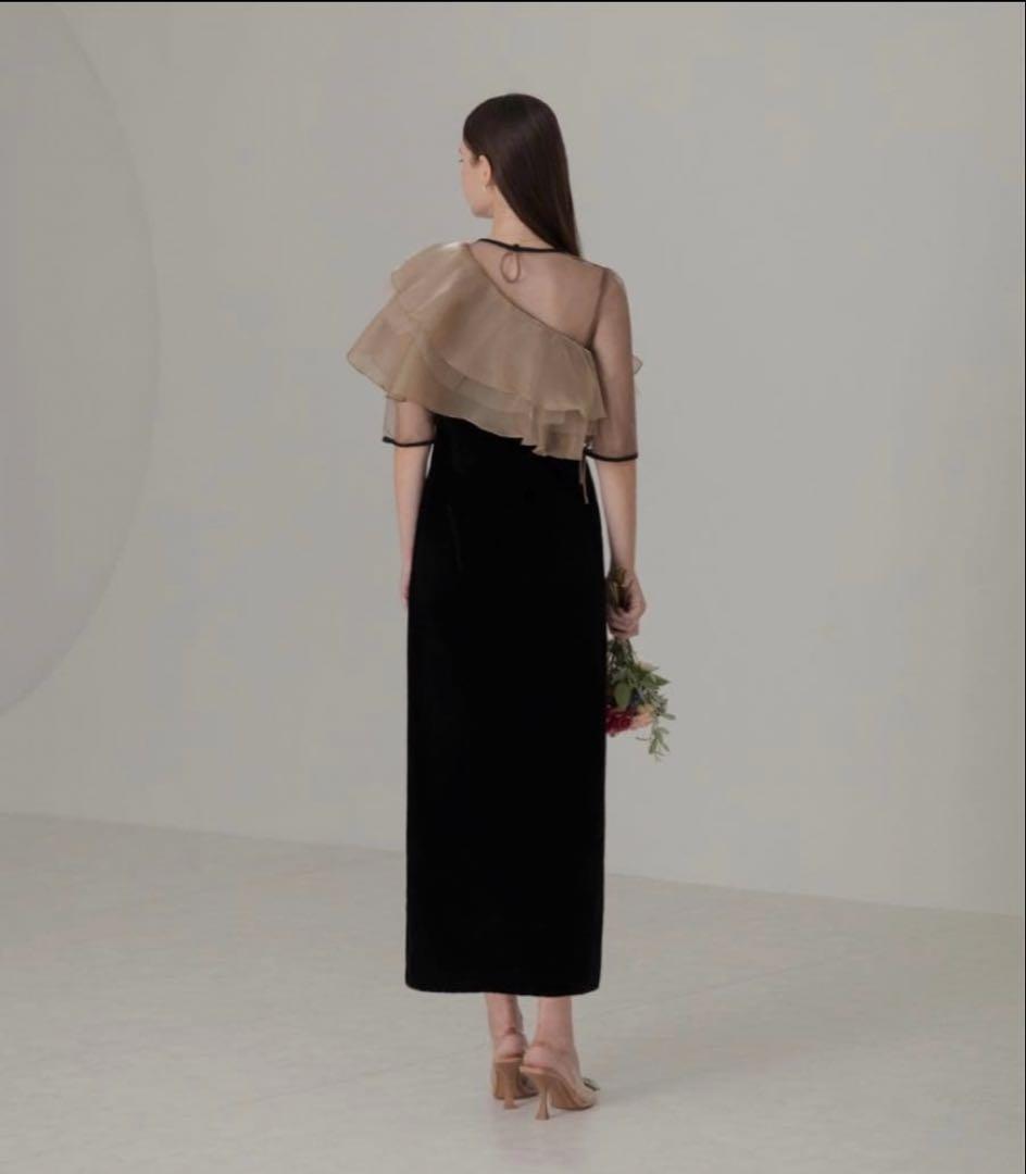 LEJA アシメントリーティアードフリル3WAYベロアIラインドレスSサイズ