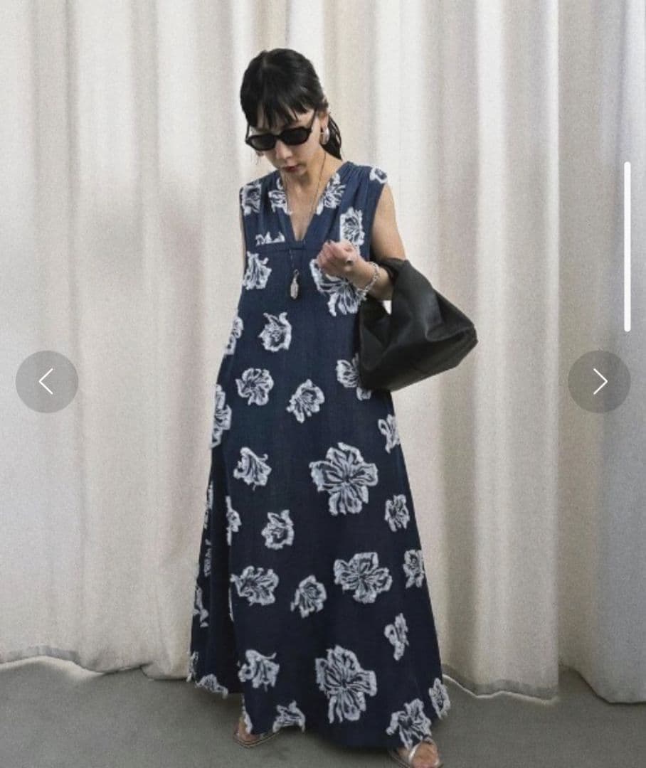 ワンピース FLOWER CUT JACQUARD DENIM DRESS/AMERI