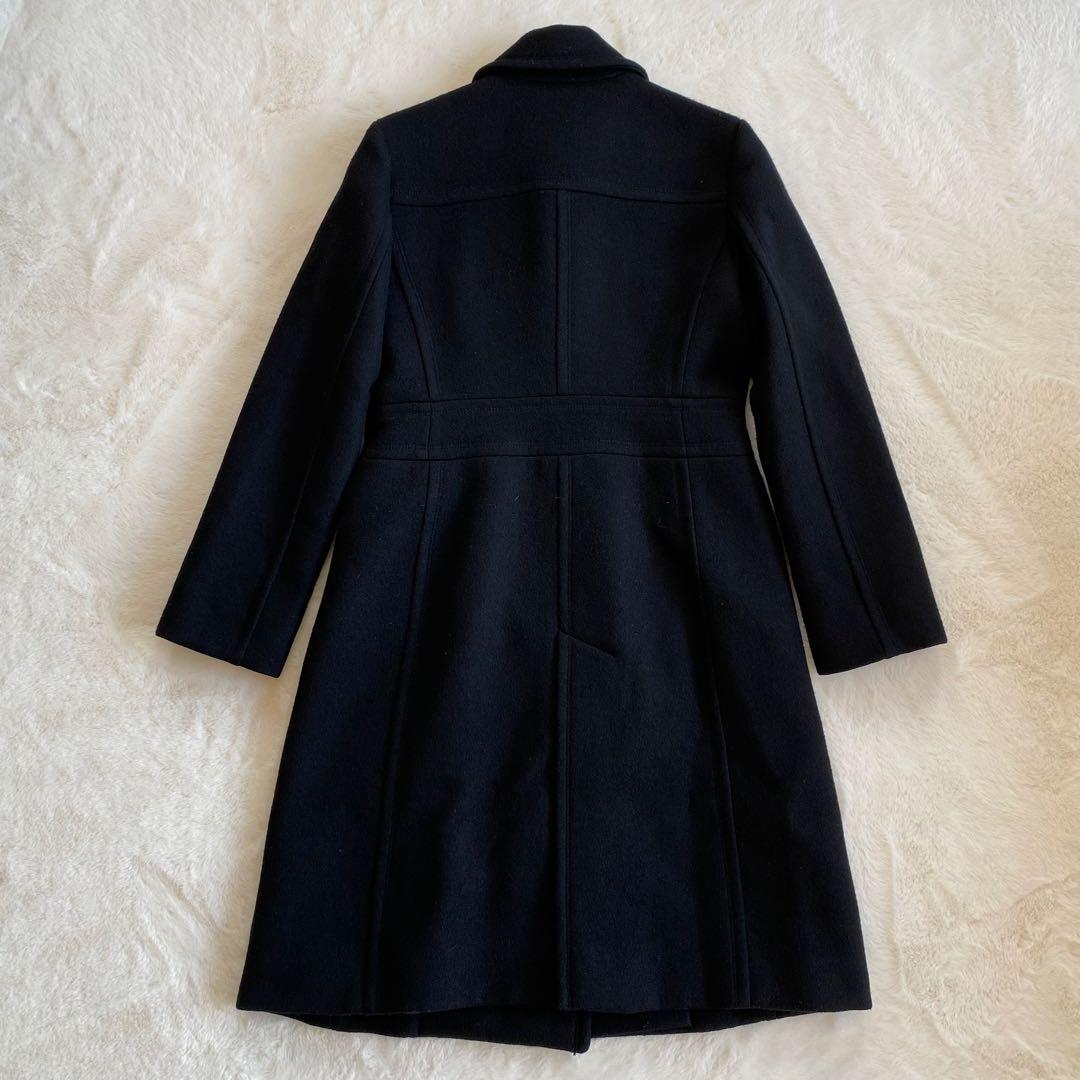 バーバリーブルーレーベル　ロングコート　ウール　ノバチェック　ダブル　Aライン