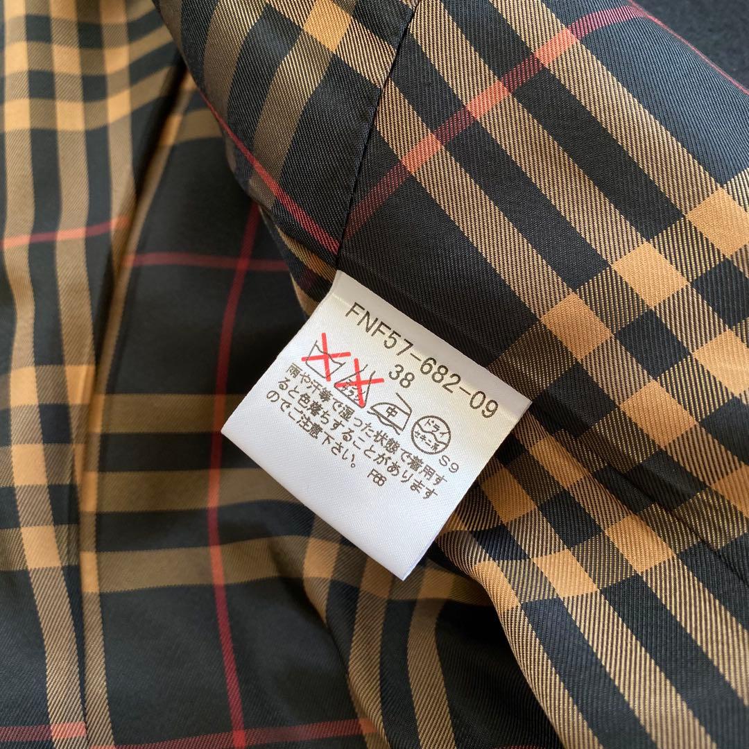 バーバリーブルーレーベル　ロングコート　ウール　ノバチェック　ダブル　Aライン