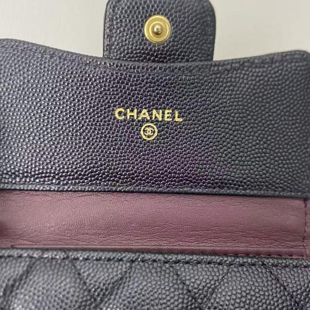 CHANEL キルティングレザー三つ折り財布 ブラック