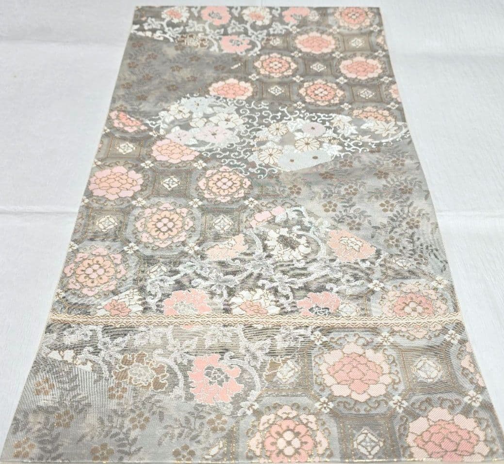 オレンジベージュ訪問着と袋帯・帯揚げ帯締めの4点フルセット