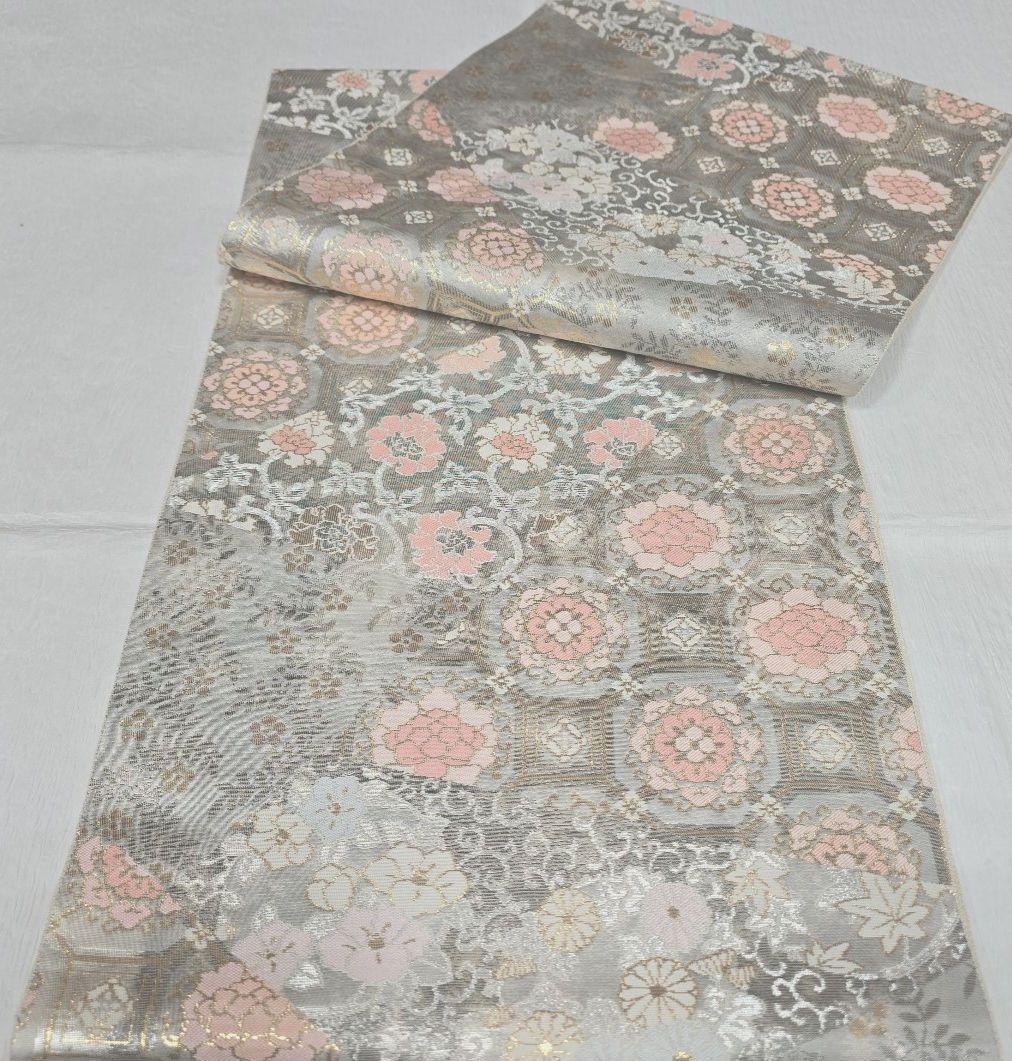 オレンジベージュ訪問着と袋帯・帯揚げ帯締めの4点フルセット