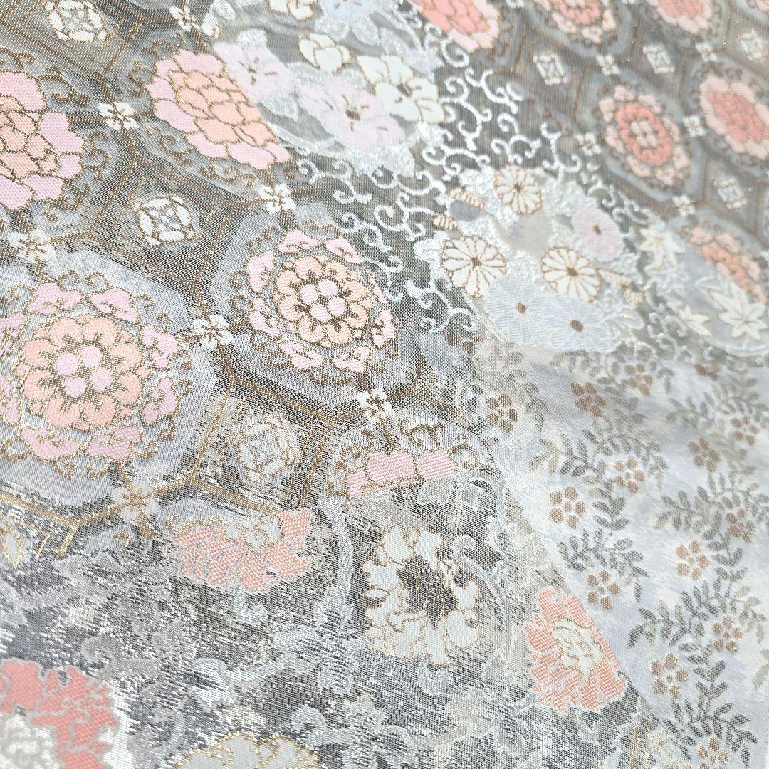 オレンジベージュ訪問着と袋帯・帯揚げ帯締めの4点フルセット