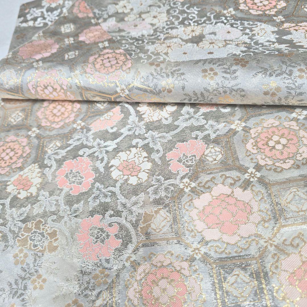 オレンジベージュ訪問着と袋帯・帯揚げ帯締めの4点フルセット