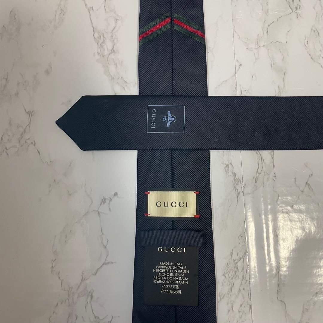 【箱付き極美品】グッチ 虎 ネイビー シェリーライン ネクタイ