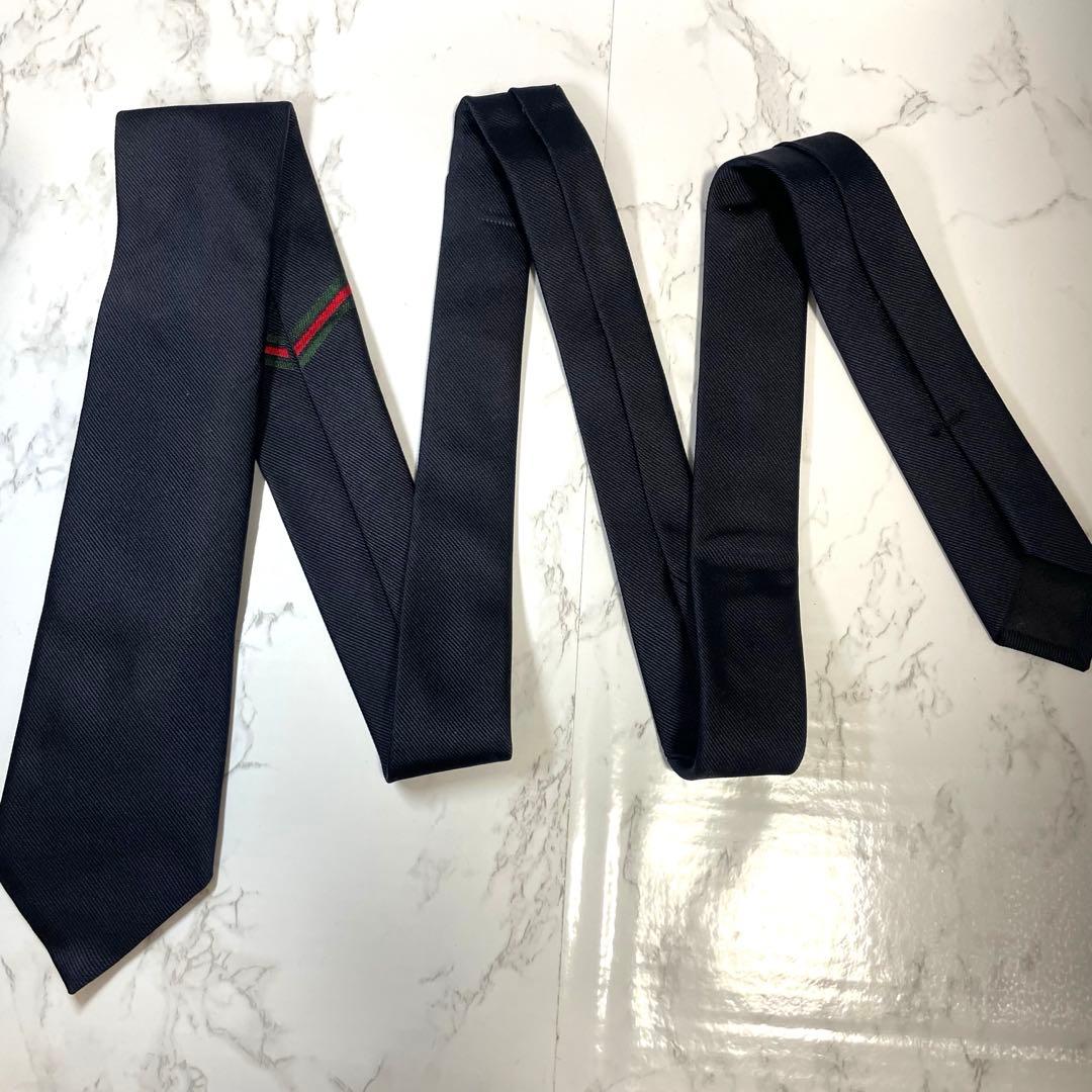 【箱付き極美品】グッチ 虎 ネイビー シェリーライン ネクタイ